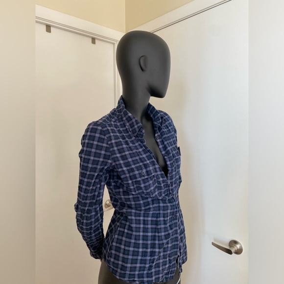 Blue Plaid Button-Up Shirt - Picture 3 of 5